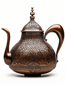 土耳其茶壶茶壶上白色隔离