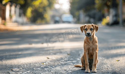 流浪狗在街上是一个孤独的概念