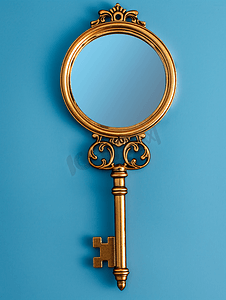 复古风格金色钥匙带镜子
