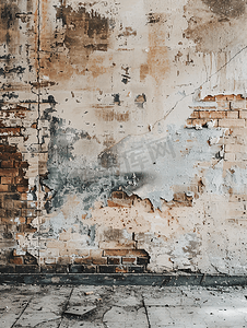 酒具和茶具建筑摄影照片_废弃建筑内肮脏破旧的墙壁的特写镜头