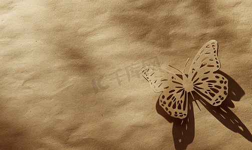 棕色纸上的蝴蝶剪纸