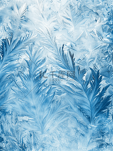 玻璃圣诞背景上的冷霜图案冬窗上的蓝色冰
