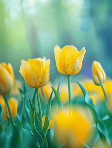 春天大自然中的黄色郁金香
