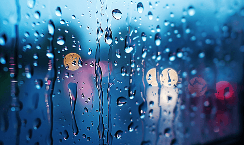 玻璃上的水窗户上的雨滴背景窗口