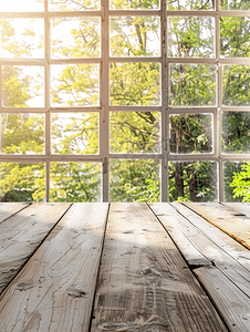 木制乡村风格的桌子和窗户装饰