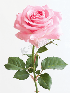美丽的粉红色玫瑰花孤立在白色背景情人节卡片概念