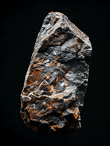 矿物岩石摄影照片_黑色未抛光花岗岩伟晶岩