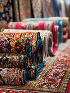 复古刺绣传统摄影照片_制作传统类型的地毯和地毯