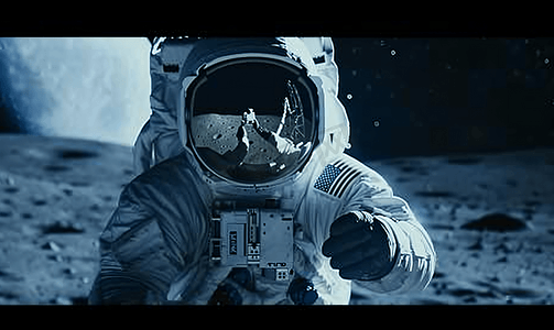 初一到十五的月亮摄影照片_宇航员站在月球上用相机拍照
