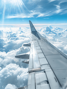 窗口日落摄影照片_从内部看云层和飞机机翼