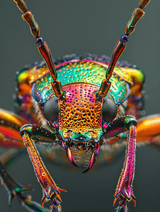昆虫金属摄影照片_成年金属虎甲虫