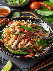 欢迎来到杭州摄影照片_木瓜沙拉受欢迎的泰国菜配烤鸡糯米饭和长豆