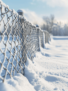 篱笆冬季用网篱笆下雪的冬天很多雪