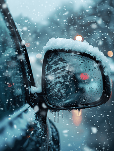 汽车下雪冬天汽车玻璃