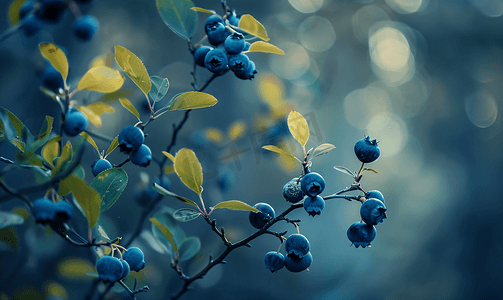 蓝莓压在布什树枝上