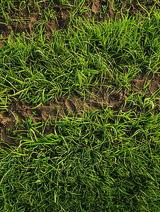 肥沃土壤上绿色草原的顶视图