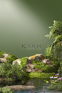 夏季夏天植物绿植绿色3D立体背景