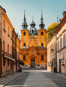 欧洲教堂建筑摄影照片_波兰克拉科夫圣约瑟夫教堂