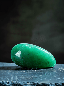 黑色上卷起的绿色东陵石宝石