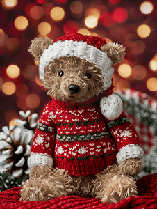 圣诞横幅上画着可爱的小熊穿着丑陋的圣诞毛衣