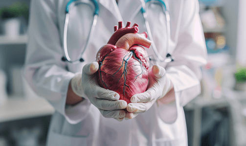 无法辨认的医生在桌上抱着心脏器官捐赠慈善心脏病学概念