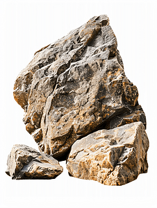 白色背景下孤立的河流岩石或山岩