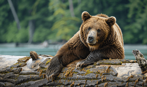 贝拉库拉一根木头上的灰熊
