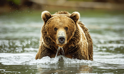 贝拉摄影照片_贝拉库拉河中的灰熊