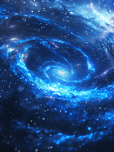 圆圈蓝色摄影照片_开放空间背景中抽象美丽发光的无限星系圆形蓝色