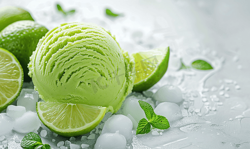 绿色清爽的酸橙冰淇淋
