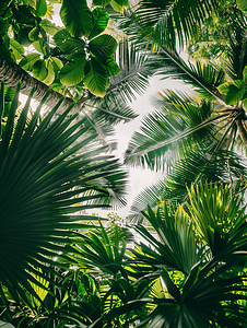 抬头看看棕榈叶下的植物园