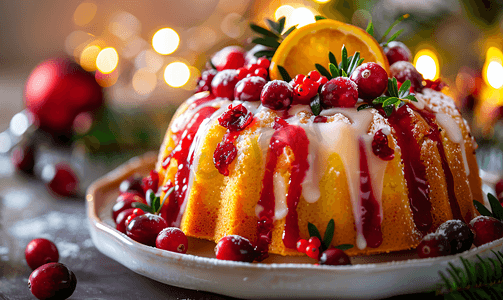 橙色和蔓越莓圣诞蛋糕釉