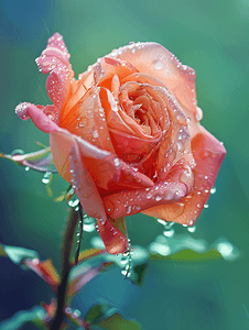 雨后的旧粉红色和橙色玫瑰