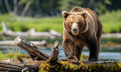 贝拉库拉一根木头上的灰熊