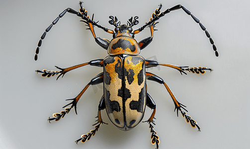 动物节肢动物摄影照片_成年典型长角甲虫