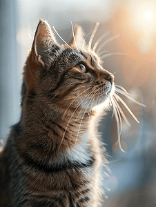 阳光下一只美丽的猫的肖像
