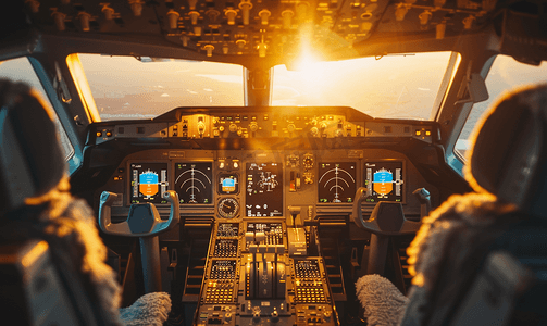 美丽的阳光关闭飞机驾驶舱的聚焦视图