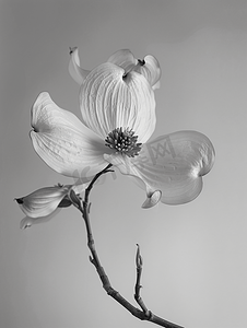 山茱萸花侧视图黑白与透视