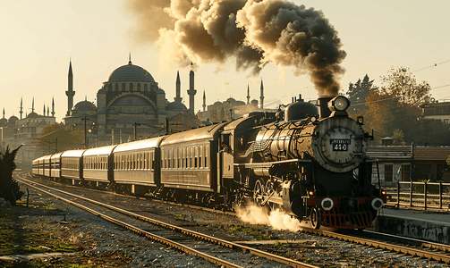 轮船玩具摄影照片_土耳其埃迪尔内的火车和蒸汽机车