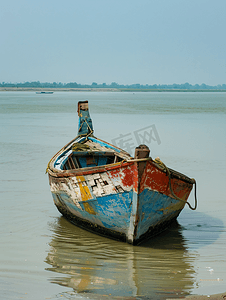 渔船旅游摄影照片_孟加拉国帕德玛河上一艘渔船的景观