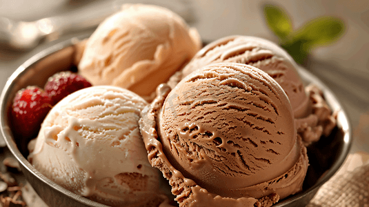 巧克力冰激凌摄影照片_奶油巧克力冰淇淋5