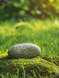在绿草背景的圆石