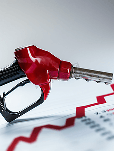 燃油喷嘴和上涨图表显示汽油价格上涨