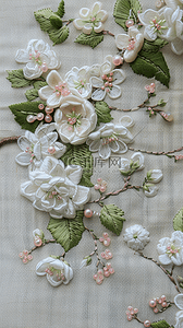 国风中式珠钗珠花刺绣花朵素材