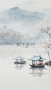 中国风游戏背景图片_中国风古风水墨山水庭院湖泊