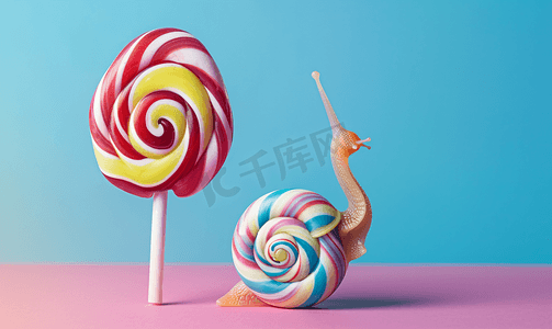 庆祝图标摄影照片_棒棒糖和蜗牛广告形象