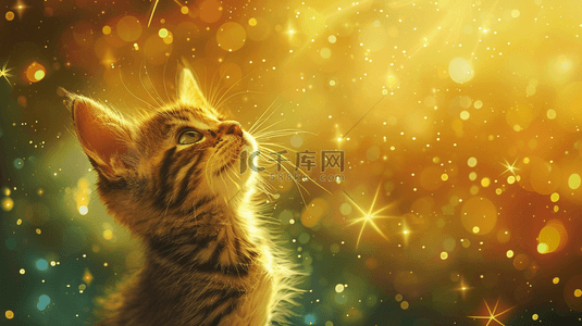 闪闪星光闪耀可爱猫咪的背景图
