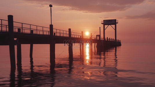 都市风光夕阳下的海湾跨海大桥背景