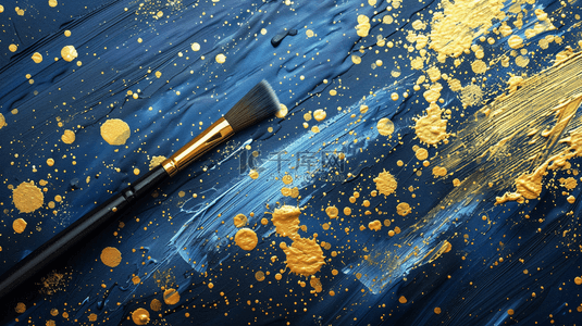 金蓝色场景绘画画笔的艺术风格的背景