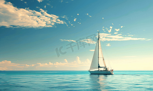 游艇航行宁静的大海风景照片